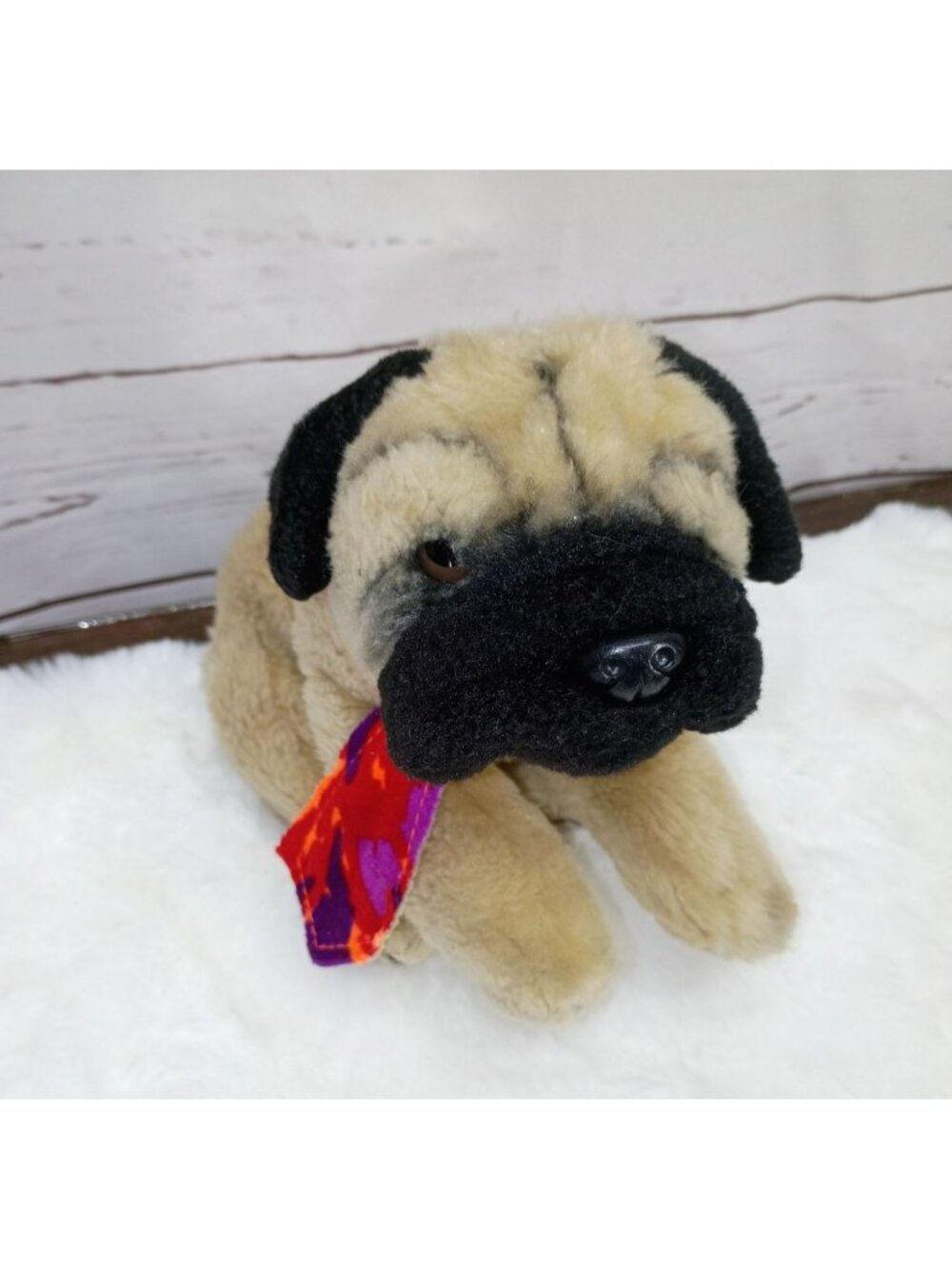 Animal Alley Plush Pug Dog Toy Realistic Toys R Us Beige & Black 11 Inches